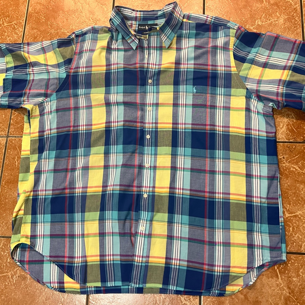 Polo Ralph Lauren Men’s 3XB Multicolor Plaid Classic Fit Long Sleeve Sport Shirt